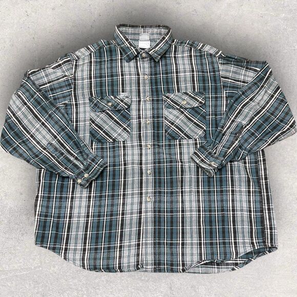 Carhartt Other - Vtg Carhartt Flannel Shirt Mens FITS 2XL‎ Rugged Outdoor Green Y2K 90's